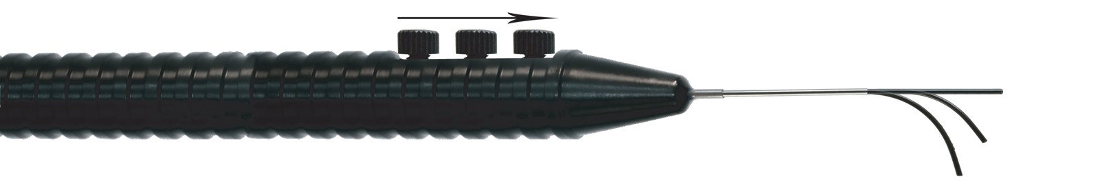 Ophthalmed bending laser probe with the sliding button on the handle
